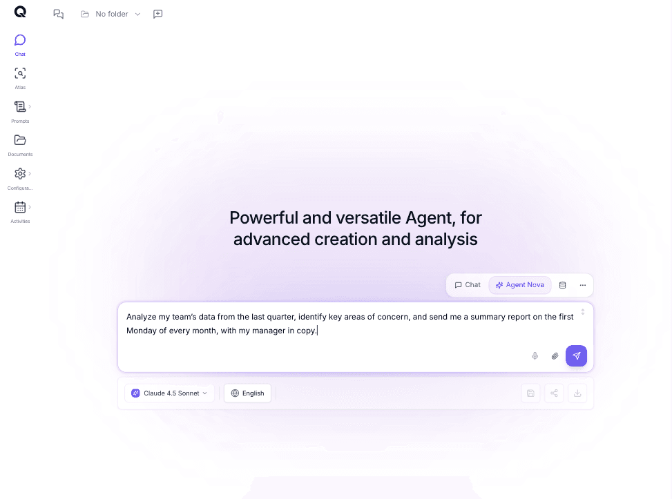 Interface de l'agent QuantaLogic
